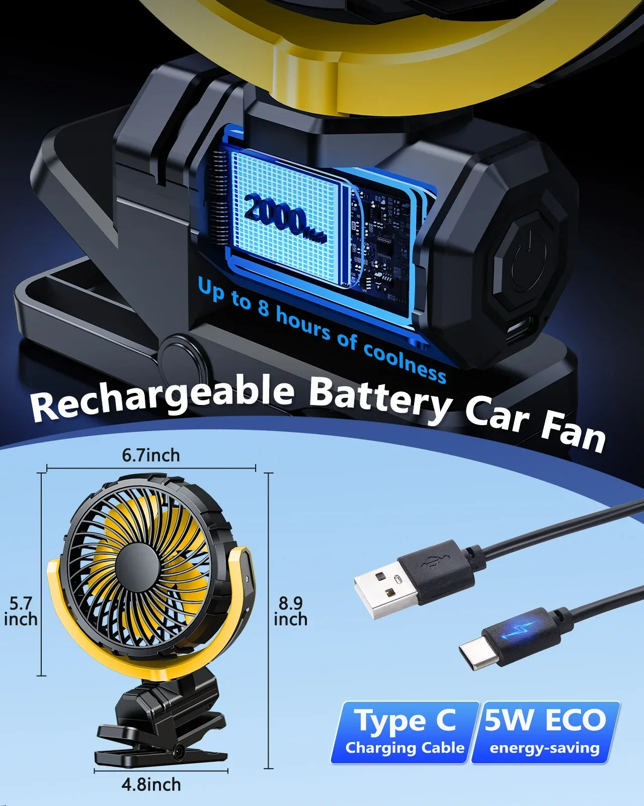 Eary Portable Car Clip on Fan  - Oscillating Fan Clip 리뷰 및 가격