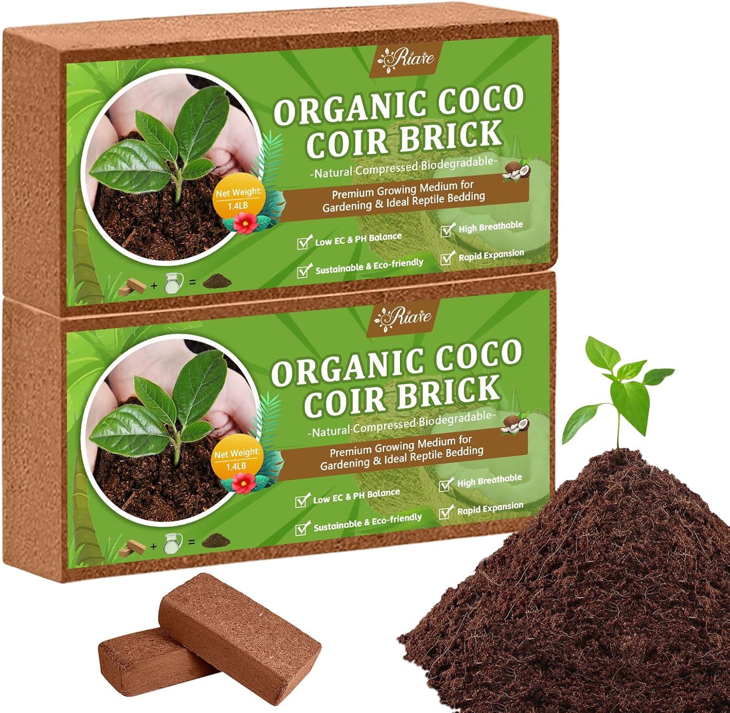 2pcs Organic Coco Coir Bricks  - Coco Coir Block 리뷰 및 가격